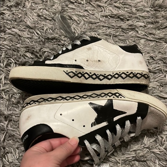 Golden Goose Black and White Distressed Sneakers - Picture 5 of 9